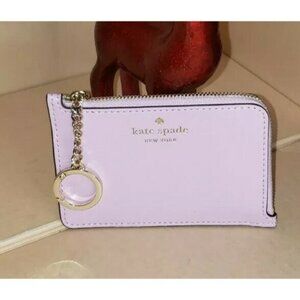 Kate Spade Medium L-Zip Card Holder Kali Quartz Pink (WLR00295)Leather NWT!